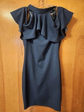Blue Blush Forest green Ruffled High-Neck Midi Dress